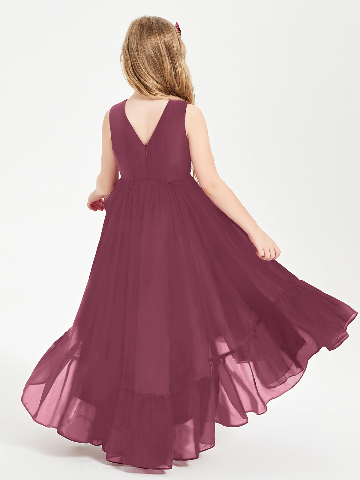 Cascading Skirt Boho Dresses for Junior Bridesmaids Mulberry